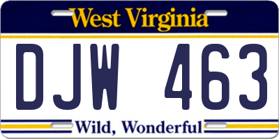 WV license plate DJW463