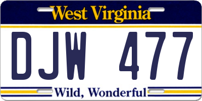 WV license plate DJW477