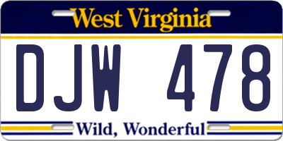 WV license plate DJW478