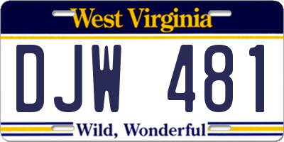 WV license plate DJW481