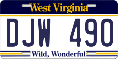 WV license plate DJW490