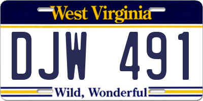 WV license plate DJW491