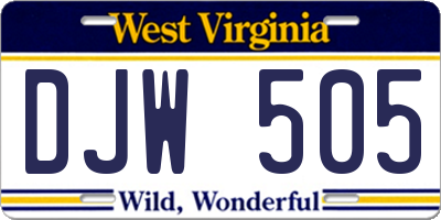 WV license plate DJW505
