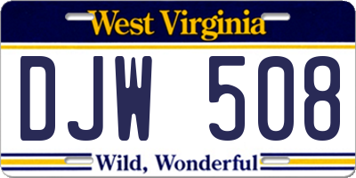 WV license plate DJW508