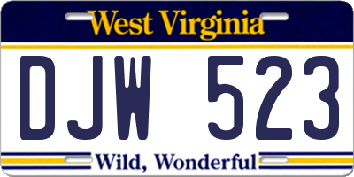 WV license plate DJW523