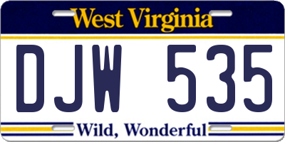 WV license plate DJW535
