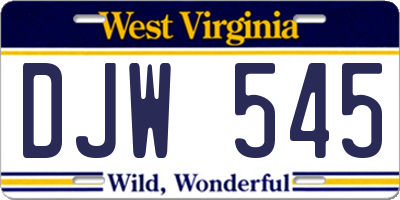 WV license plate DJW545