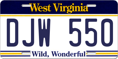 WV license plate DJW550