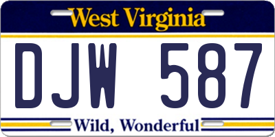 WV license plate DJW587