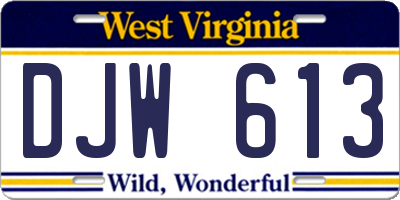 WV license plate DJW613