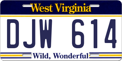 WV license plate DJW614