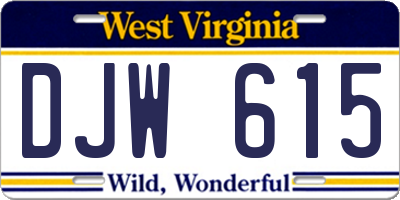 WV license plate DJW615