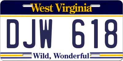 WV license plate DJW618