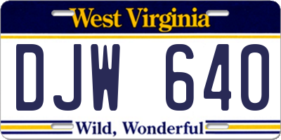 WV license plate DJW640