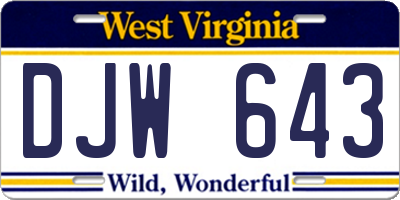 WV license plate DJW643