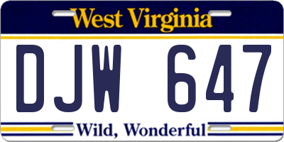 WV license plate DJW647