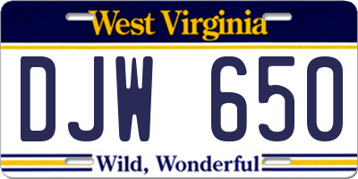 WV license plate DJW650