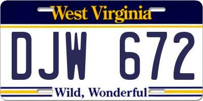 WV license plate DJW672