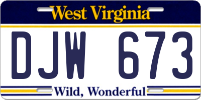 WV license plate DJW673