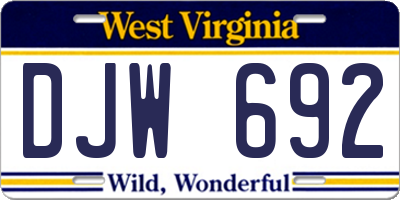 WV license plate DJW692