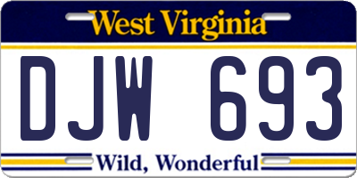 WV license plate DJW693