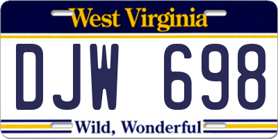 WV license plate DJW698