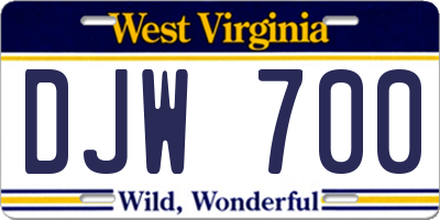 WV license plate DJW700