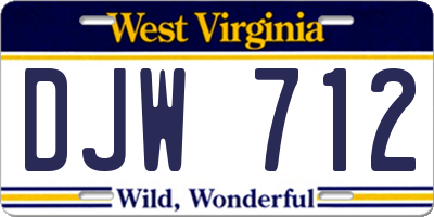 WV license plate DJW712