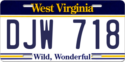 WV license plate DJW718