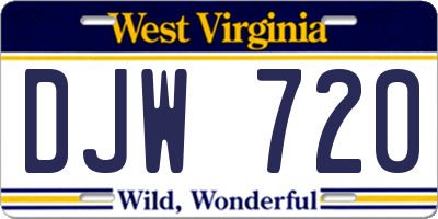 WV license plate DJW720