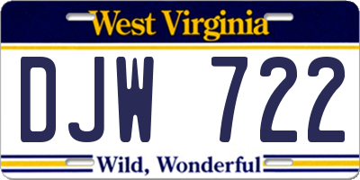 WV license plate DJW722