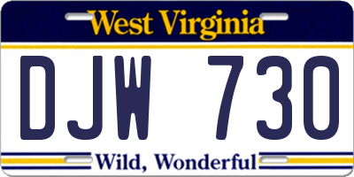 WV license plate DJW730
