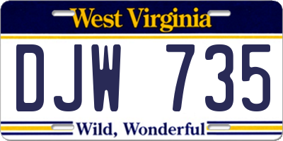 WV license plate DJW735
