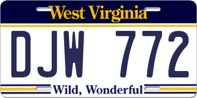 WV license plate DJW772