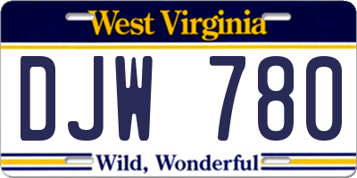 WV license plate DJW780