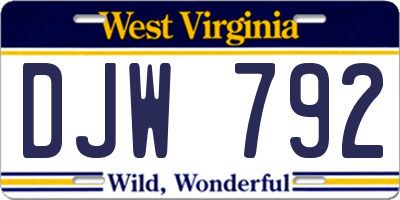 WV license plate DJW792
