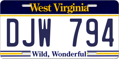 WV license plate DJW794