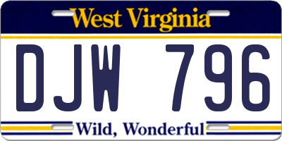 WV license plate DJW796