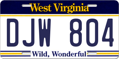 WV license plate DJW804