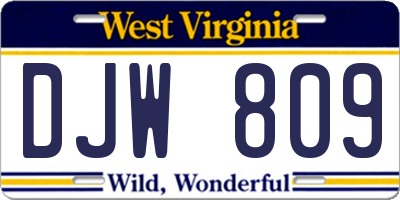 WV license plate DJW809