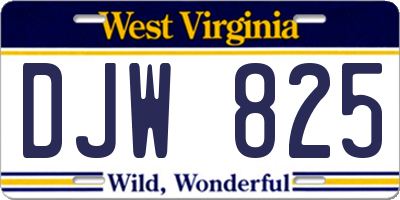 WV license plate DJW825