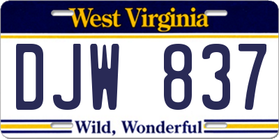 WV license plate DJW837