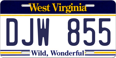 WV license plate DJW855