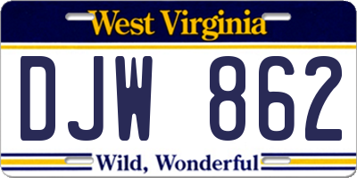 WV license plate DJW862