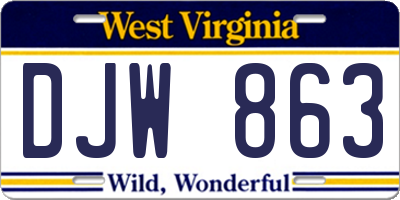 WV license plate DJW863
