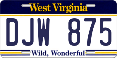 WV license plate DJW875