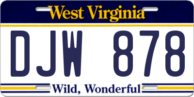 WV license plate DJW878