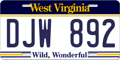 WV license plate DJW892