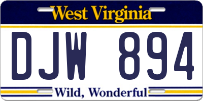 WV license plate DJW894