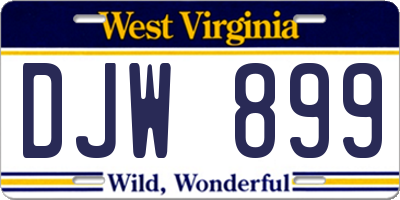 WV license plate DJW899